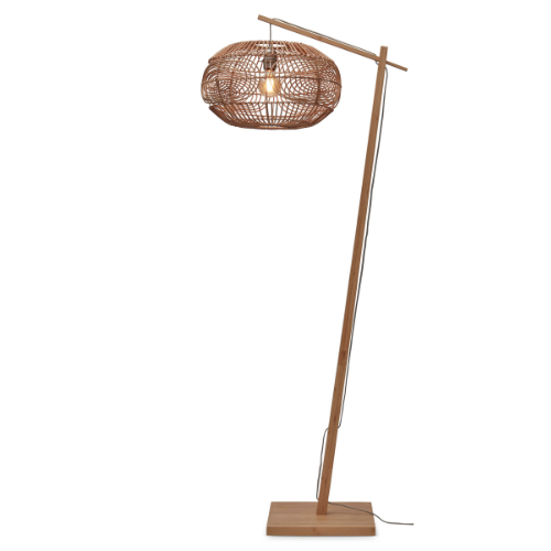 Good&Mojo Vloerlamp Madeira bamboe nat. h.176cm/kap rotan dia.48xh.30cm. nat.